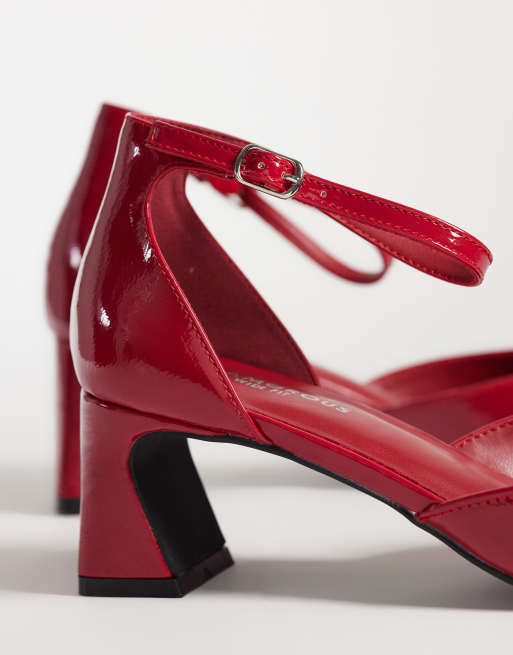 Glamorous Wide Fit heeled mary janes in red patent, 4 of 4