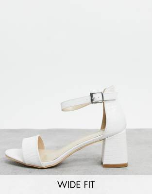 Glamorous Wide Fit heeled sandals in off white lizard | ASOS