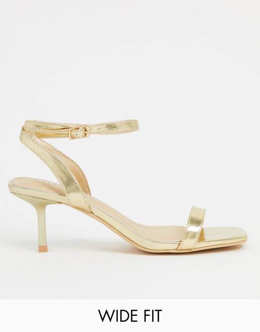 gold wide fit block heeled sandals