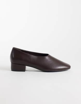 Glamorous Wide Fit Heeled Slipper Shoes In Brown