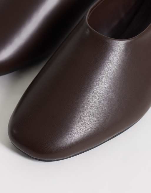 Glamorous Wide Fit heeled slipper shoes in brown, 2 of 4