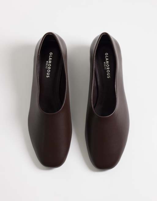 Glamorous Wide Fit heeled slipper shoes in brown, 4 of 4