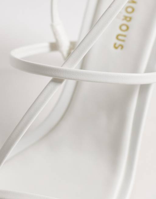 Glamorous Wide Fit - Hvide minimalistiske sandaler med høj hæl, 3 af 4
