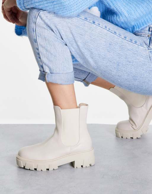 Glamorous Wide Fit – Kremowe sztyblety na grubej podeszwie, 4 z 4