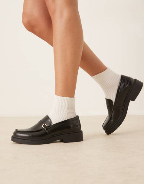 Glamorous Wide Fit loafers with buckle details in black - view 1