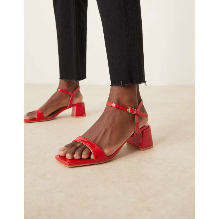 Glamorous Wide Fit low block heeled sandals in red ASOS