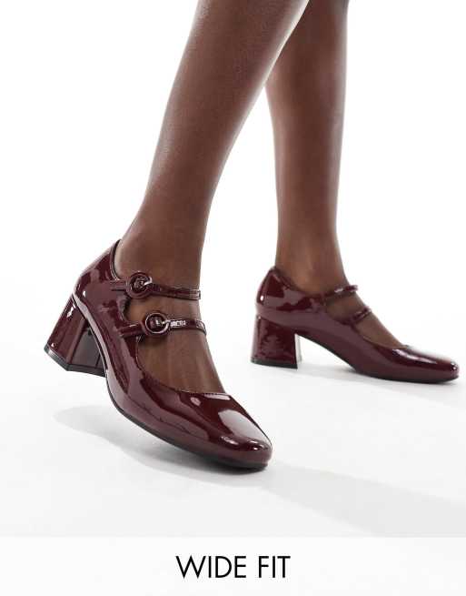Glamorous Wide Fit - Mary Jane-schoenen met brede pasvorm in bordeauxrood