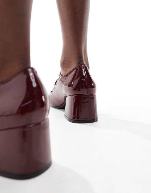 Glamorous Wide Fit – Mary-Jane-Schuhe in Burgunderrot mit Absatz, weite Passform, 4 von 4