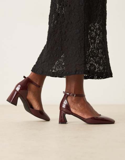 Glamorous Wide Fit mary janes in burgundy patent - view 1