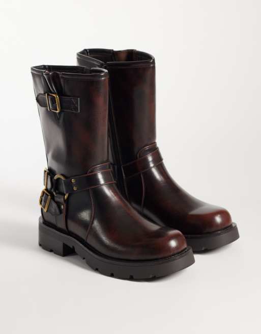 Glamorous Wide Fit mid ankle boots in brown, 2 of 4