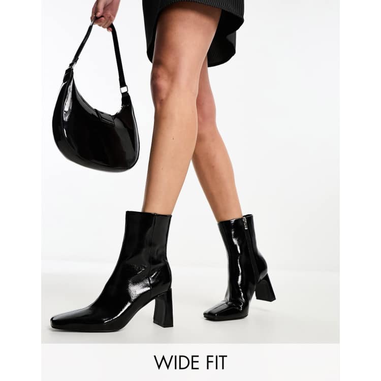 Patent block best sale heel ankle boots