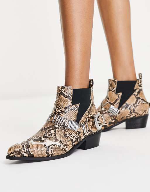 Wide fit animal print ankle boots sale