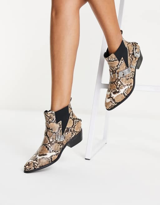 Wide fit animal print hotsell ankle boots