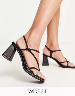 Glamorous Wide Fit mid heel knot sandals in black - ASOS Price Checker