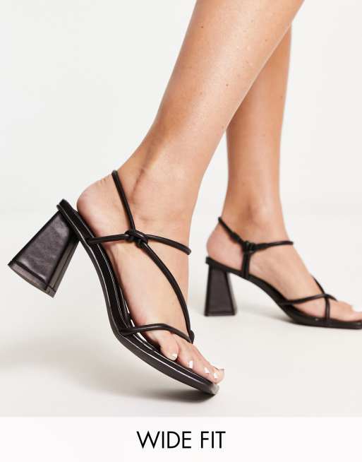 Glamorous Wide Fit mid heel knot sandals in black ASOS