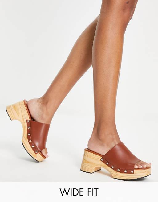 Glamorous Wide Fit - Mules style sabots à talon mi-haut - Fauve