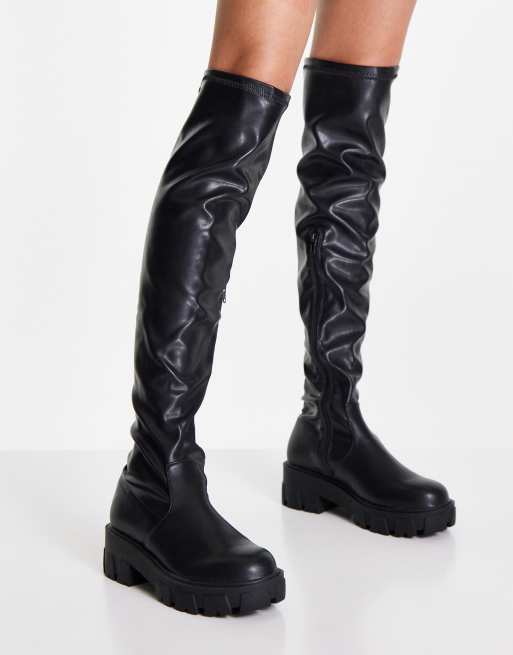 wide fit over the knee flat boots