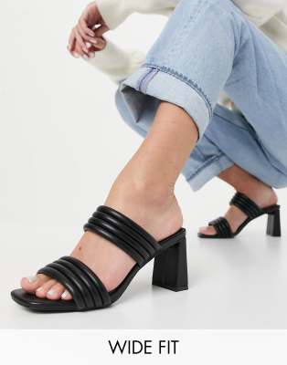 Glamorous Wide Fit padded mules in black