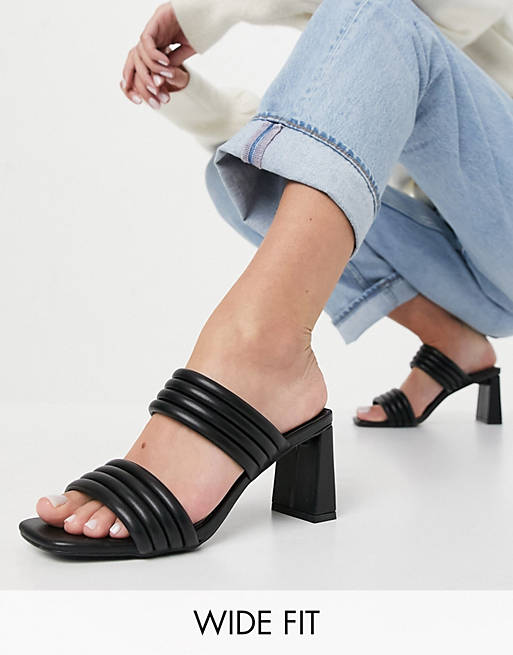 Glamorous Wide Fit padded mules in black