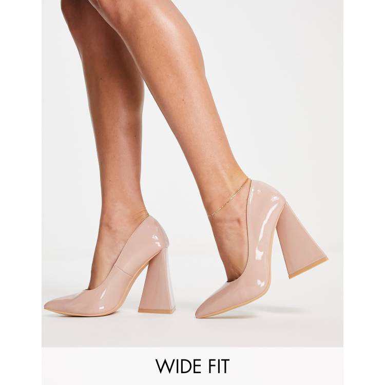 Nude block discount heel court shoes