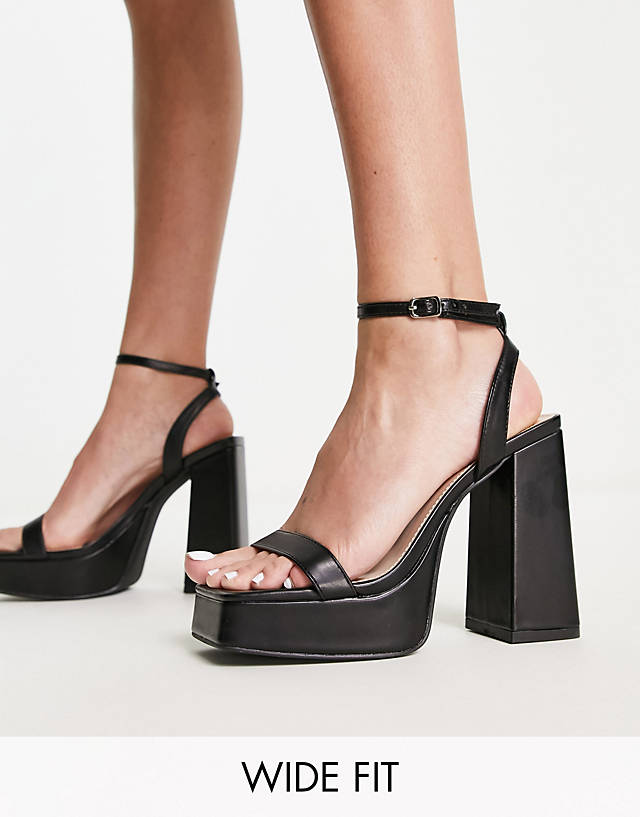 Glamorous Wide Fit - platform heel sandals in black