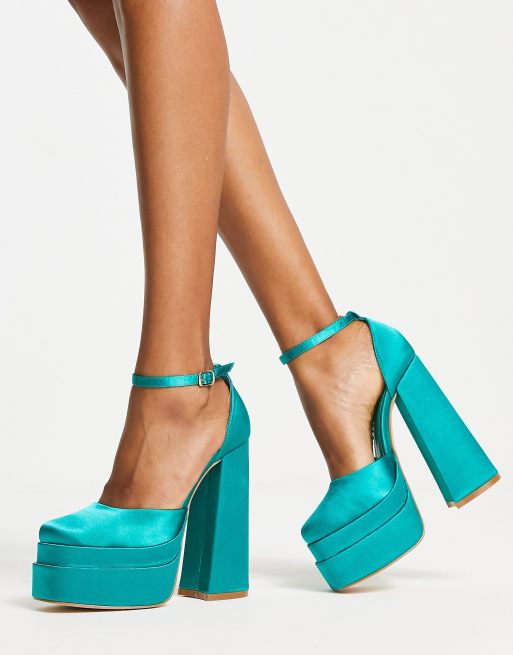 Teal store platform sandals