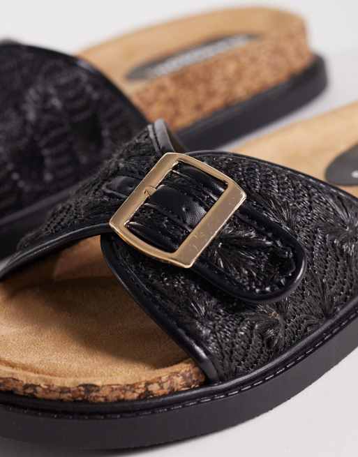 Glamorous Wide Fit - Platte geweven sandalen in zwart, 2 van 4