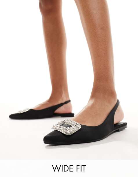 Glamorous Wide Fit - Platte slingback schoenen in zwart - view 1