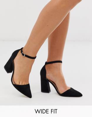 Glamorous Wide Fit pointed heeled shoes in black