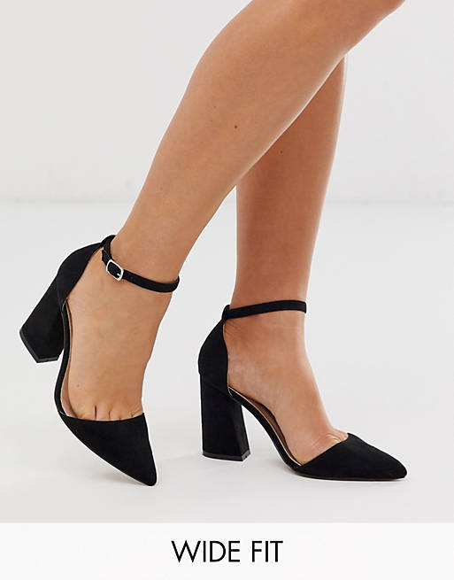 Glamorous Wide Fit pointed heeled shoes in black | ASOS