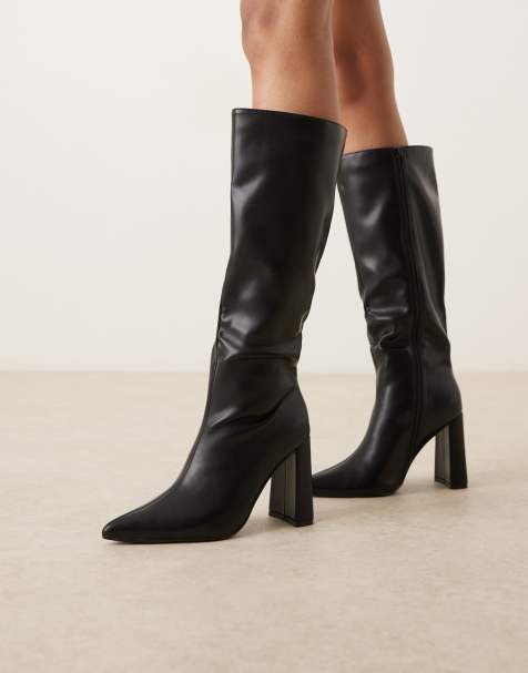 Glamorous Wide Fit pointed knee boots in black - view 1