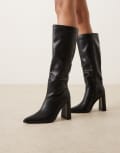 [Glamorous Wide Fit] Glamorous Wide Fit pointed knee boots in black 37 BLACK