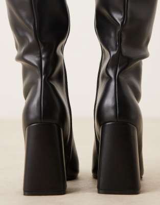 Glamorous Wide Fit Pointed Knee Boots In Black