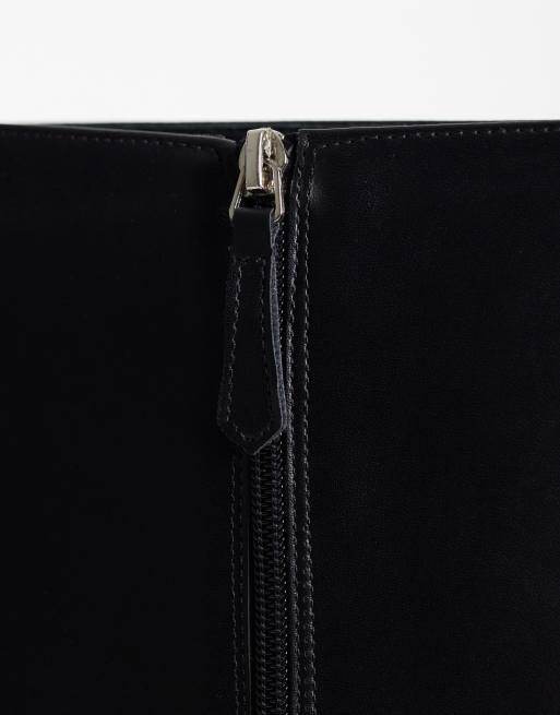 Glamorous Wide Fit pointed toe block heeled knee boots in black , 3 of 4