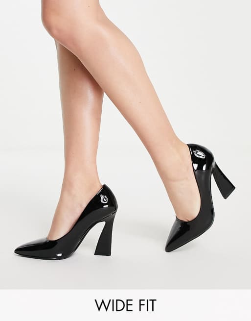 Glamorous Wide Fit – Pumps in Schwarz Lackiert