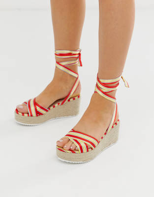 red tie up espadrilles