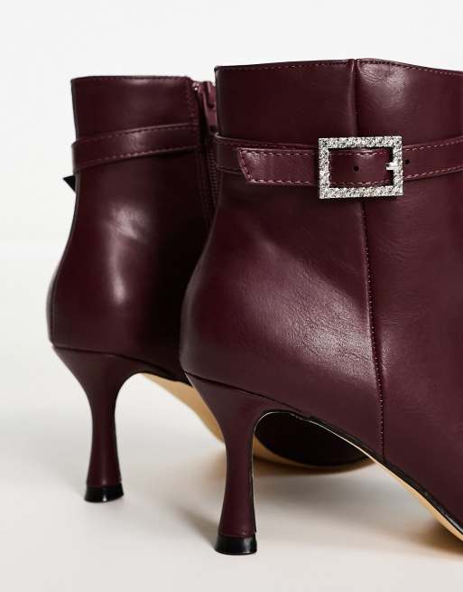 Burgundy kitten hot sale heel boots