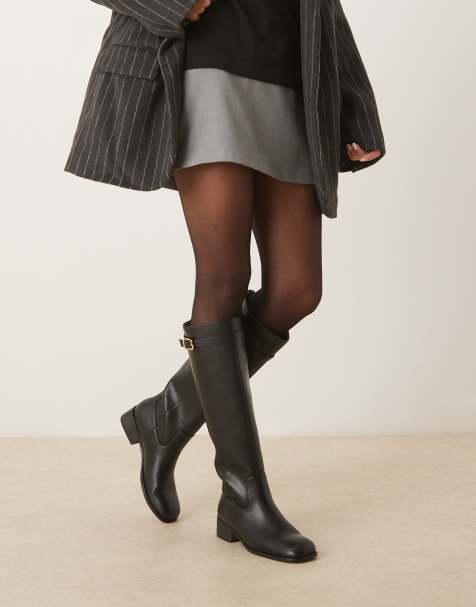 Chicblooms Dameslaarzen met brede schacht en kniehoge zool, zwart, 41 EU