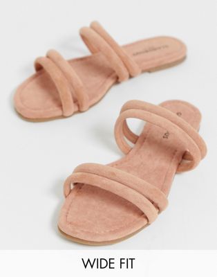 Glamorous Wide Fit – Rosa platta sandaler