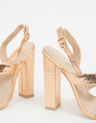wide fit block heels gold