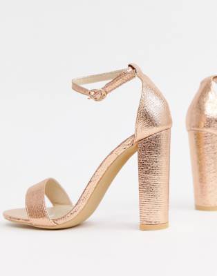 gold barely there heels wide fit