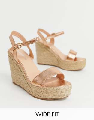 rose gold espadrille wedges