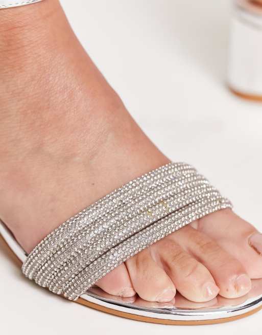 Glamorous Wide Fit Sandales talon carr orn es de strass