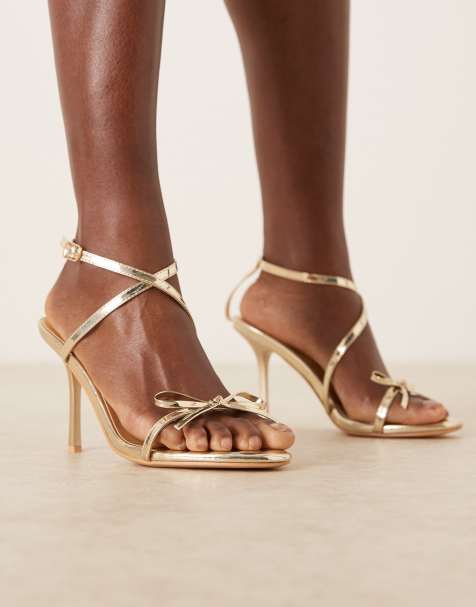 Glamorous Wide Fit - Sandales à talon minimalistes avec détail nœud - Doré - view 1