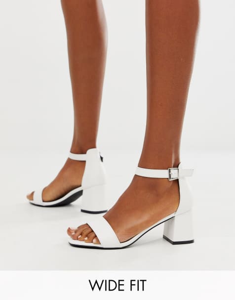 Glamorous Wide Fit - Sandales à talons carrés - Blanc