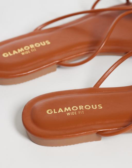 Glamorous Wide Fit - Sandales plates avec détail doré - Marron, 4 de 4