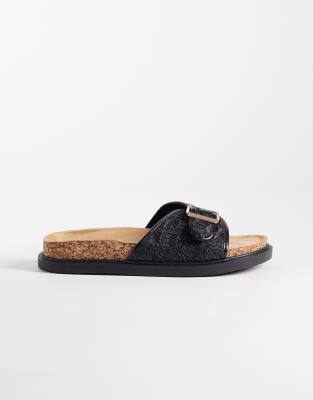 Glamorous Wide Fit - Sandales plates tressées - Noir