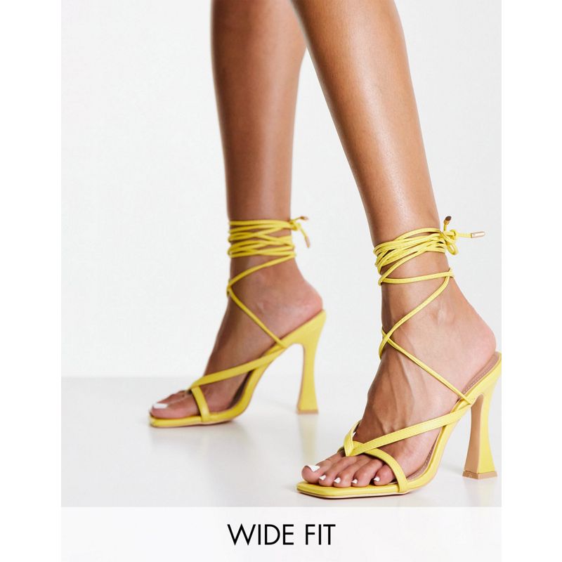 Scarpe con tacco Scarpe Glamorous Wide Fit - Sandali con tacco e listini giallo lime