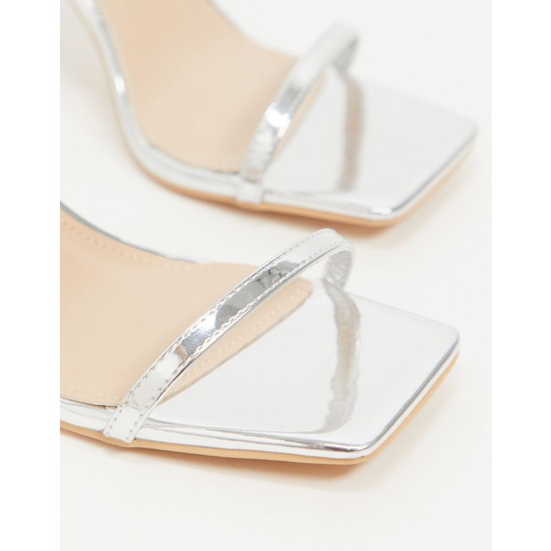 v09TH Donna Glamorous Wide Fit - Sandali con tacco effetto nudo, colore argento