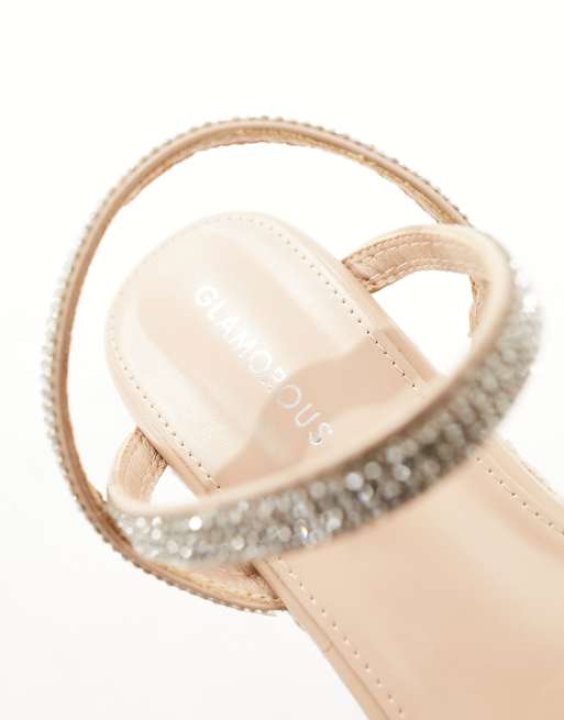 Glamorous Wide Fit - Sandali con zeppa stile espadrilles a pianta larga con strass color argento, 2 di 4